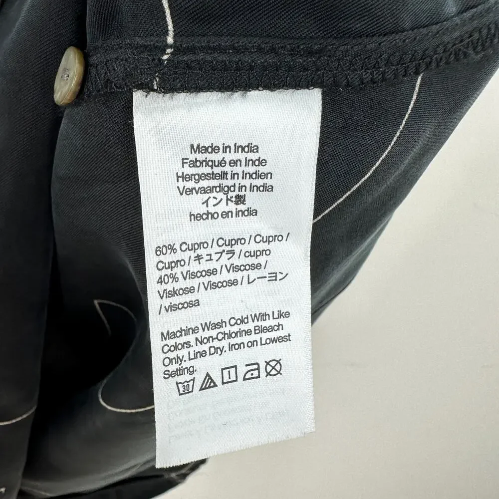 Madewell Shift Mini Dress Long Sleeve True Black Cupro Minimalist Light XXS NWT - Picture 10 of 13